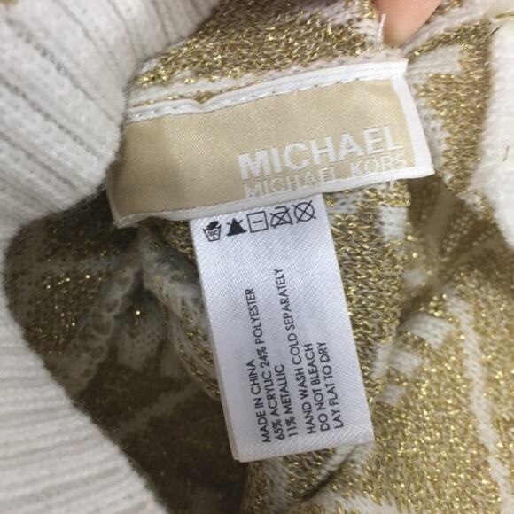 Micheal Kors Logo Beanie, Cream, Gold main image 2
